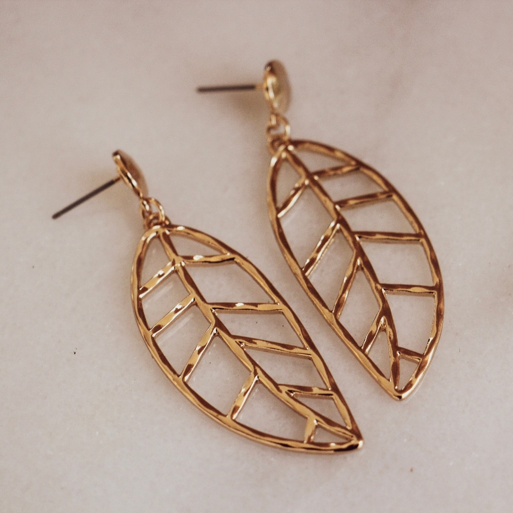 Alice and James Brand New Gold Leaf Earrings